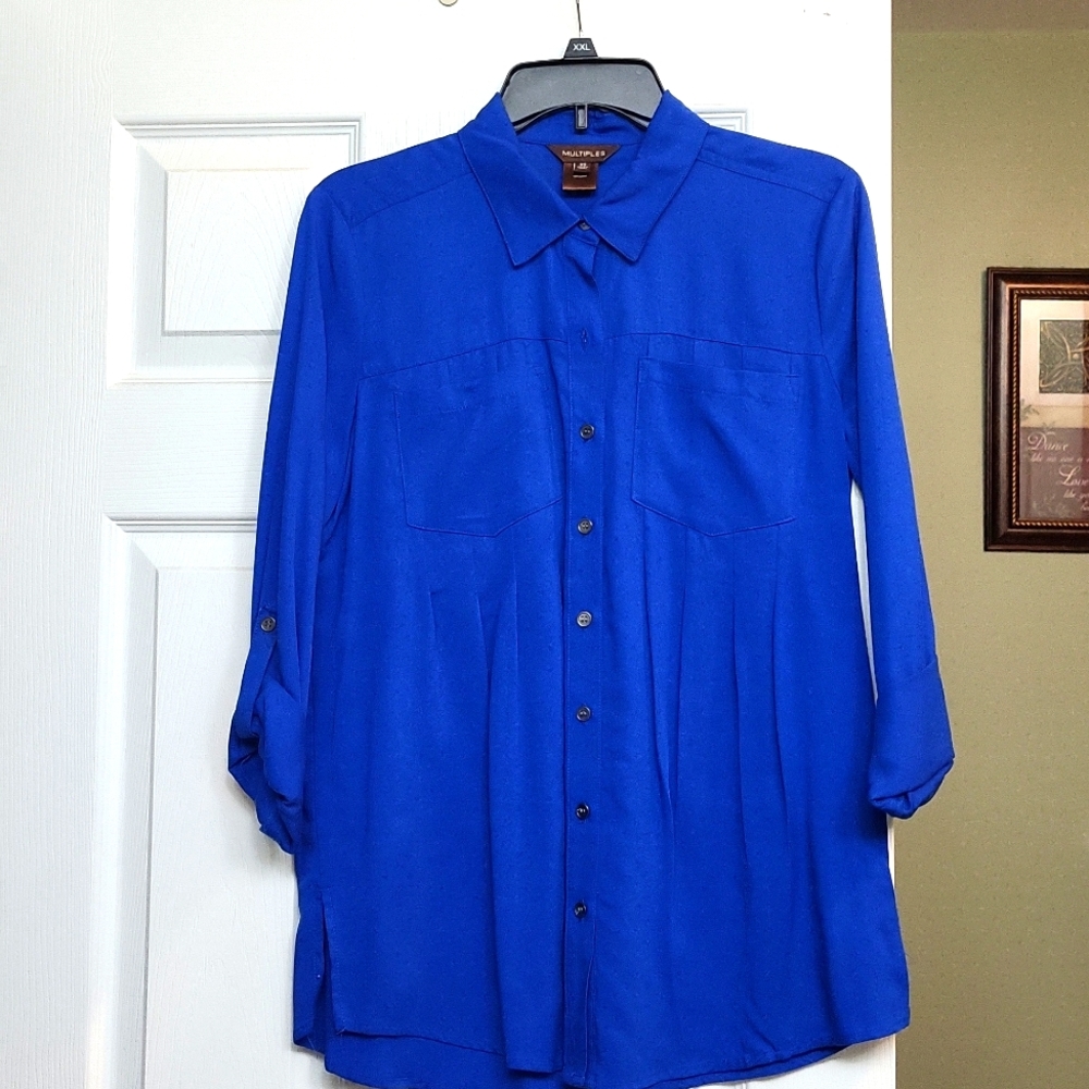 Casual blouse - dark blue - double front pockets